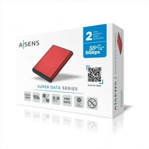 Caja externa para disco duro de 2.5" aisens ase-2525red/ usb 3.1/ sin tornillos