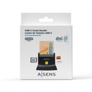 Lector de dni y tarjetas aisens ascr-sn04csd-bk/ usb tipo-c/ negro
