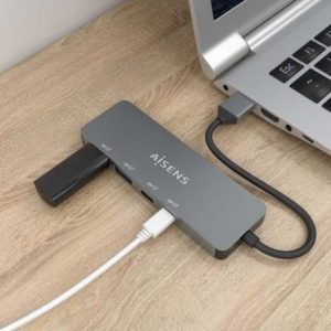 Hub usb 3.2 aisens a106-0696/ 2xusb/ 2xusb tipo-c/ gris