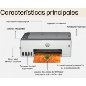 Multifunción recargable hp smart tank 5105/ wifi/ blanca
