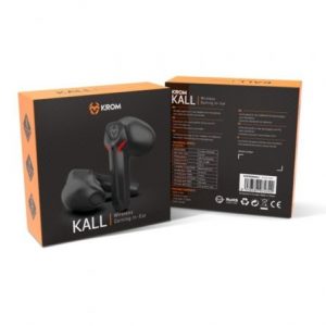 Auriculares bluetooth krom kall con estuche de carga/ autonomía 4h/ negros