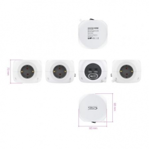 Regleta nanocable 10.37.0001/ 3 tomas de corriente/ 2 usb - 2 usb tipo-c/ cable 1.4m/ blanca