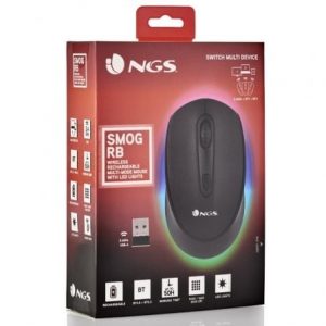 Ratón inalámbrico por bluetooth ngs smog-rb/ batería recargable/ hasta 1600 dpi/ negro