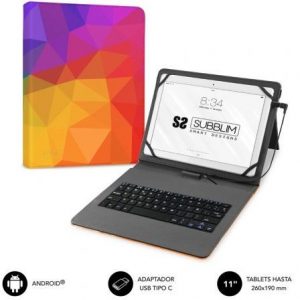 Funda con teclado subblim keytab usb 11" triángulos usb para tablets de 11"
