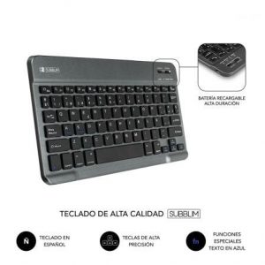 Funda con teclado subblim keytab pro bluetooth para tablets de 10.1"-10.8"/ gris