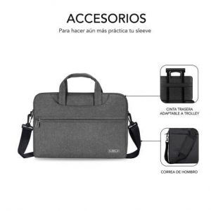 Maletín subblim business laptop sleeve para portátiles hasta 15.6"/ cinta para trolley/ gris