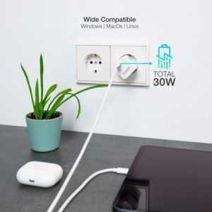 Cargador de pared gan tooq tqwc-ganpd30wt/ 1xusb tipo-c/ 30w