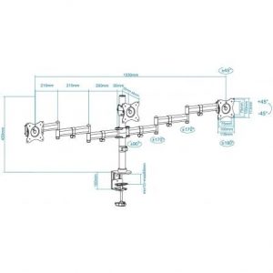 Soporte de mesa para 3 monitores tooq db1327tn-b/ giratorio/ inclinable/ hasta 8kg