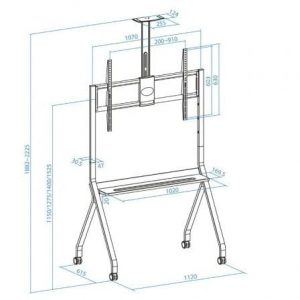 Soporte de suelo con ruedas tooq fs20208m-b para tv de 55-100"/ hasta 120kg