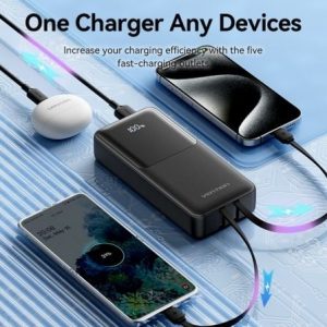Powerbank 20000mah vention fhpb0/ 22.5w/ negra/ incluye cable usb tipo-c y lightning