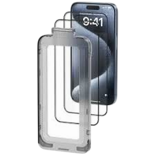 Pack de 2 protectores de pantalla de cristal templado vention kuotca-30 para iphone 15 pro + herramienta de instalación