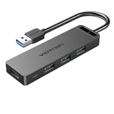 Hub usb 3.2 vention chjbb/ 4xusb/ 1xusb tipo-c/ 15cm