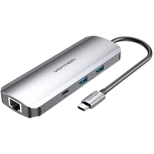 Docking usb tipo-c vention tomhb/ 1xhdmi/ 2xusb/ 1xusb tipo-c/ 1xusb tipo-c pd/ 1xrj45/ 1xlector tarjetas sd y microsd/ jack