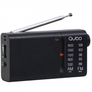 Radio portátil qubo r-222/ con cable/ a pilas/ negra