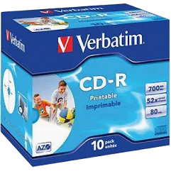 Cd-r verbatim azo imprimible 52x/ caja-10uds