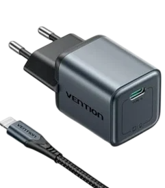 Cargador de pared gan vention fegb0-eu/ 2xusb tipo-c/ 1xusb/ 100w
