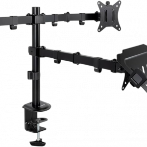 Soporte de mesa para 2 monitores y 1 portátil tooq db1202tn-b/ giratorio/ inclinable/ hasta 9kg